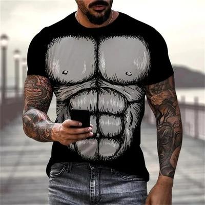 Funny Muscle 3D Print T-Shirts Men Women Fashion Streetwear Oversized Short Sleeve T Shirt Harajuku Kids Tees Tops Man Clothing