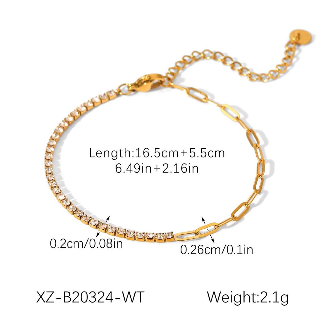 European & American Luxury Colorful Zircon Titanium Steel Women's Layered Bracelet
