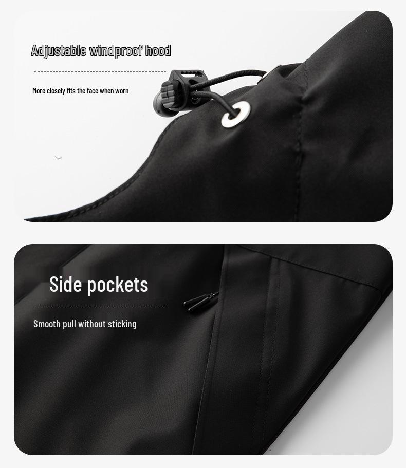Windproof Waterproof Color Block Hooded Sports Jacket for Men - Spring/Autumn