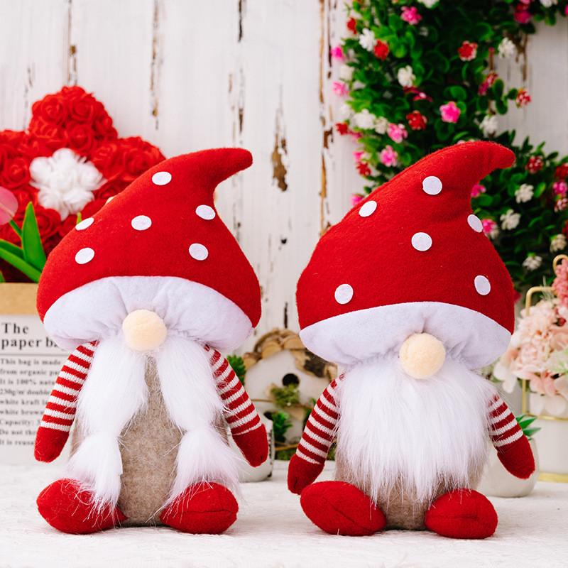 Cute Round Dot Red Hat Plush Doll With Mushroom Head For Cozy Living Spaces