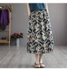 Retro Art Thin Cotton-Linen Skirt for Women – Digital Print, Big Swing, Long & Lightweight for Summer