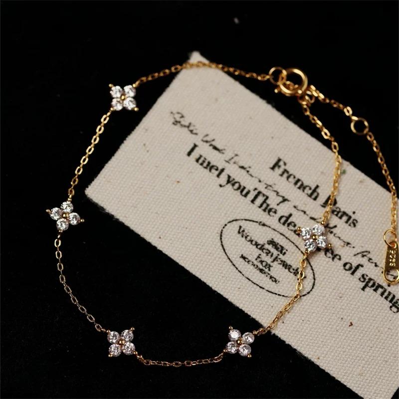 New Crystal Flower Stainless Steel Bracelet Women Fashion Personality Korean Bracelet Jewelry Accessories Anniversary Gift