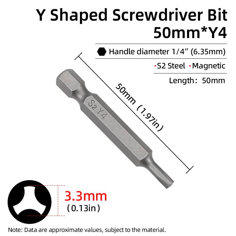 Magnetic Y Shaped Screwdriver Bits Set For Bicycle Repair Tools 1/4Inch Hex Shank Y4 Y5 Y6 Y8 50mm Screw Driver Bit Hand Tool