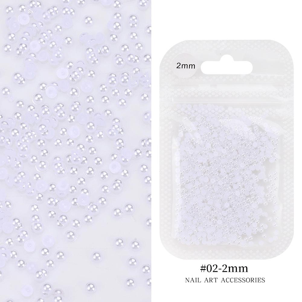 Bag Manicure Pearl Flat Bottom Pure White Abs Semi-Round Half-Sided Pearl Loose Bead Diy Manicure Highlight Half-Sided Imitation Pearl