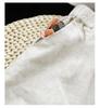 Tide Women's Spring Elastic Waist Cotton Linen Straight Leg Pants with Retro Embroidery
