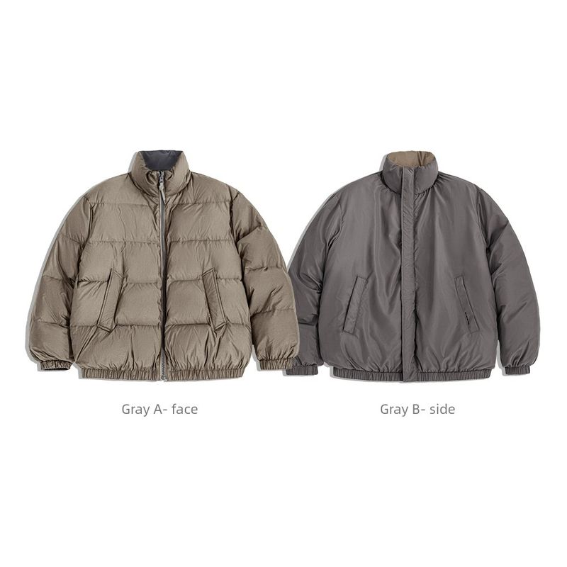

Madden down Jacket Versatile Stand Collar Outwear Male Winter Parka Gray 2XL