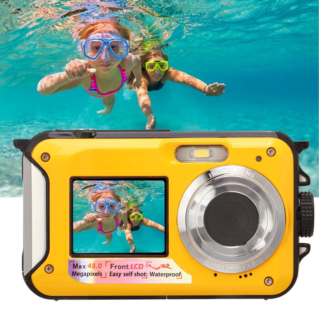 Full HD 2.7K 48MP 10ft Water Resistant Underwater Digital Camera 16X Digital Zoom Front Rear Double Screens Water Resistant Digital Camera