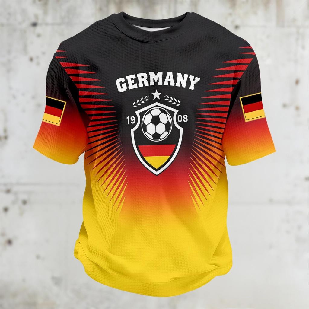 Unisex Casual Sports T Shirt Germany Print Short Sleeve Crew Neck Top Lightweight Comfortable Fit for Daily Wear