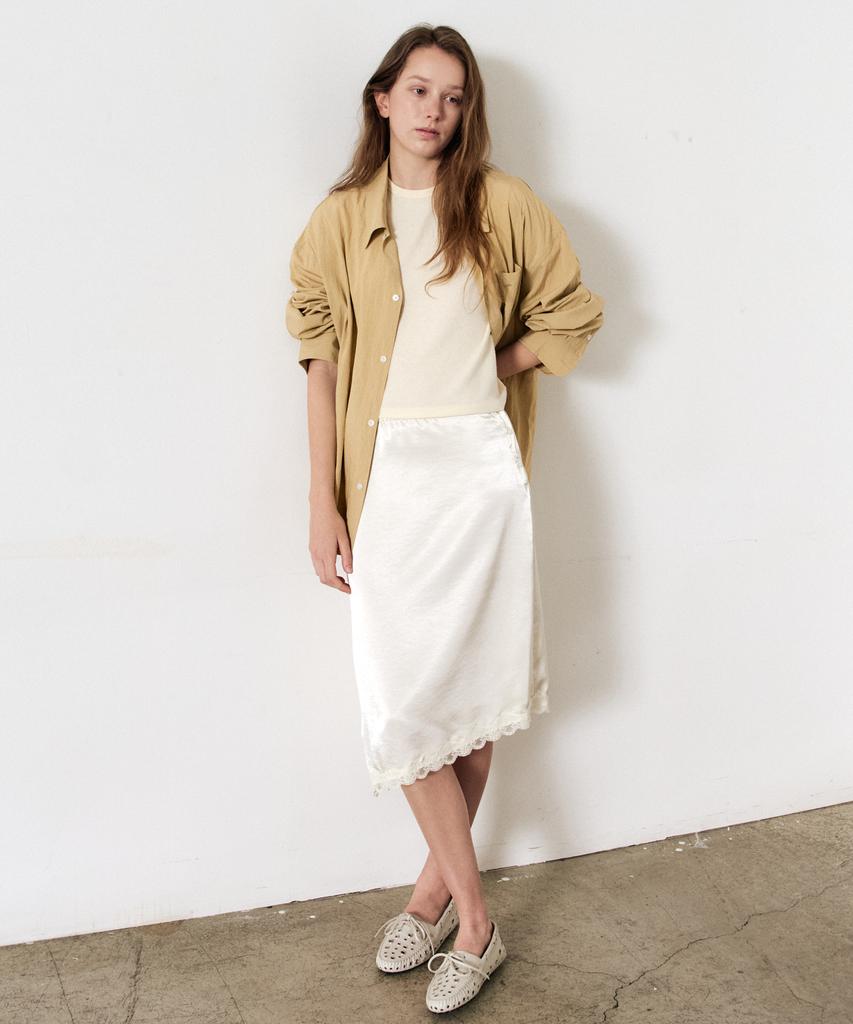 Easy O Woman Flow Lace Skirt_Beige