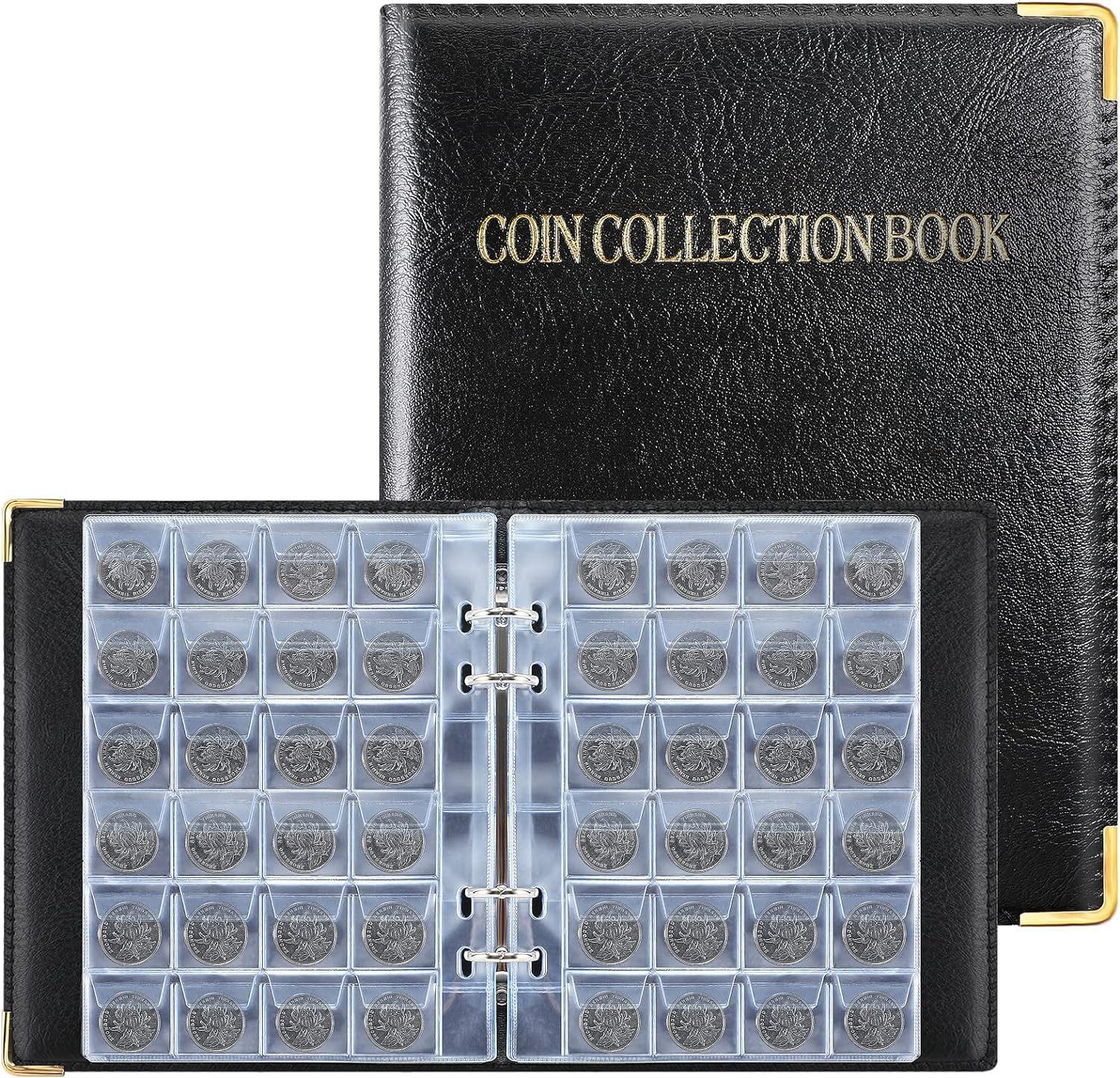 

480-grid Coin Collection Book Large Capacity 4-hole Binder Used for Collecting Ancient Coins Stamps Seals Stickers чёрный