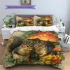 Mushroom Squirrel  Pattern Bedding Quilt Set Quilt Cover Pillowcase Home Decoration  Gift (1 * duvet cover + 2 * pillowcase, without core)