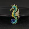 Retro Glazed Seahorse Brooch Painted Dripping Oil Animal Pin Women's Fashion