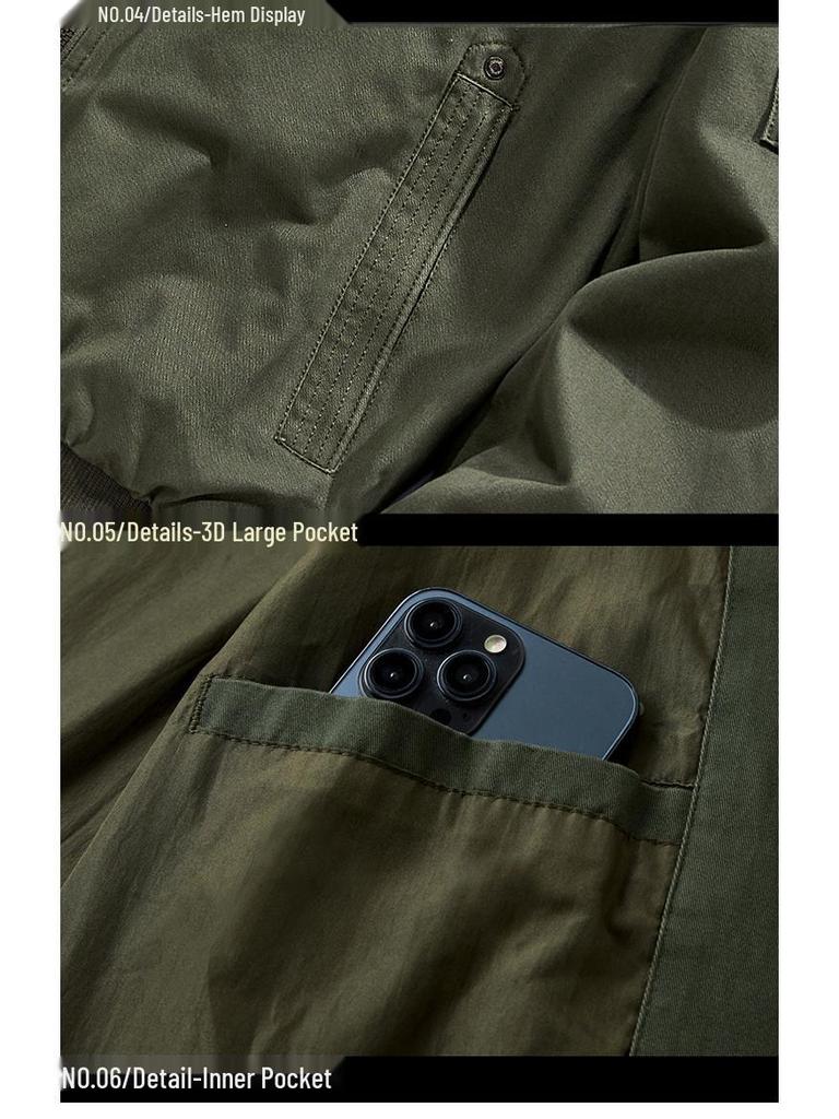 Veste Pilote 100% Coton pour Homme 2024, Coupe Ample Printemps/Automne, Grandes Tailles, Workwear Style Baseball, Légère.