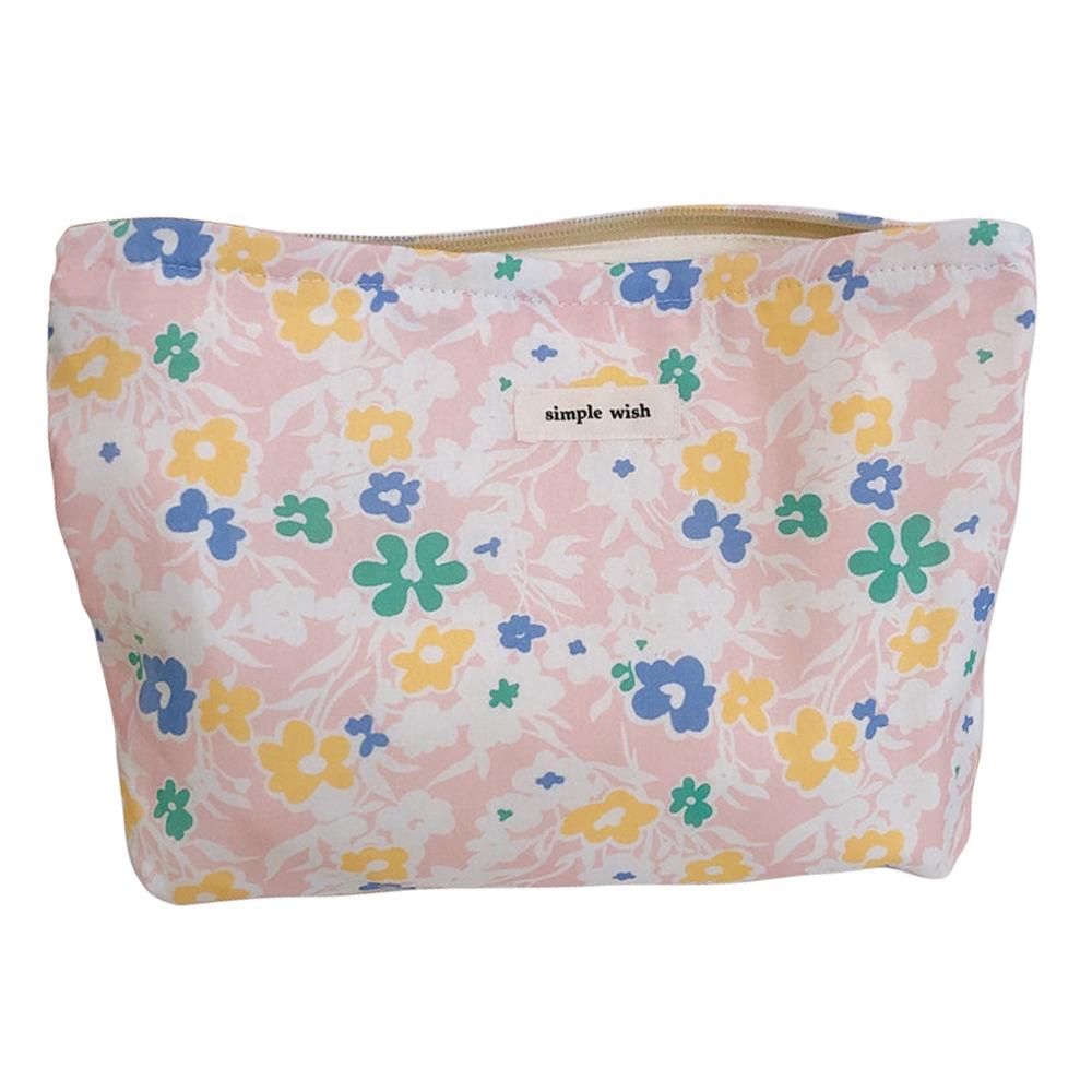 518 Flower Pattern Canvas Makeup Cosmetic Bag Travel Toiletry Organizer Storage Pouch