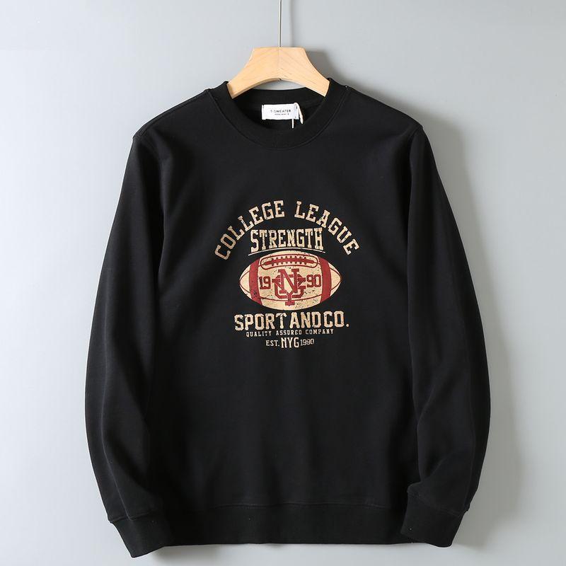 American Vintage Print Loose Casual O-neck Pullover Men's Autumn and Winter Heavy Terry Fleece Hoodie Outerwear