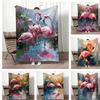 Painting Pink Flamingo Oil Art Throw Lightweight 240g Flannel Blanket Soft Skin-friendly for Summer Cooling