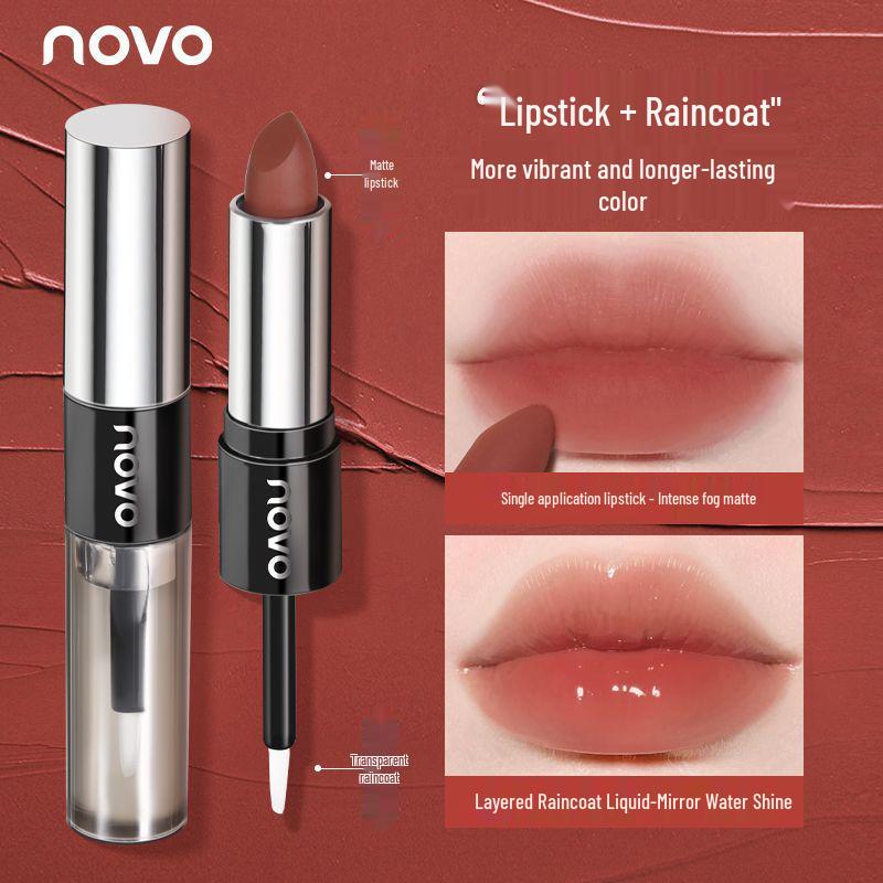 2-in-1 Double-Ended Lipstick: Hydrating, Long-Lasting, Waterproof, Non-Stick with Setting Spray