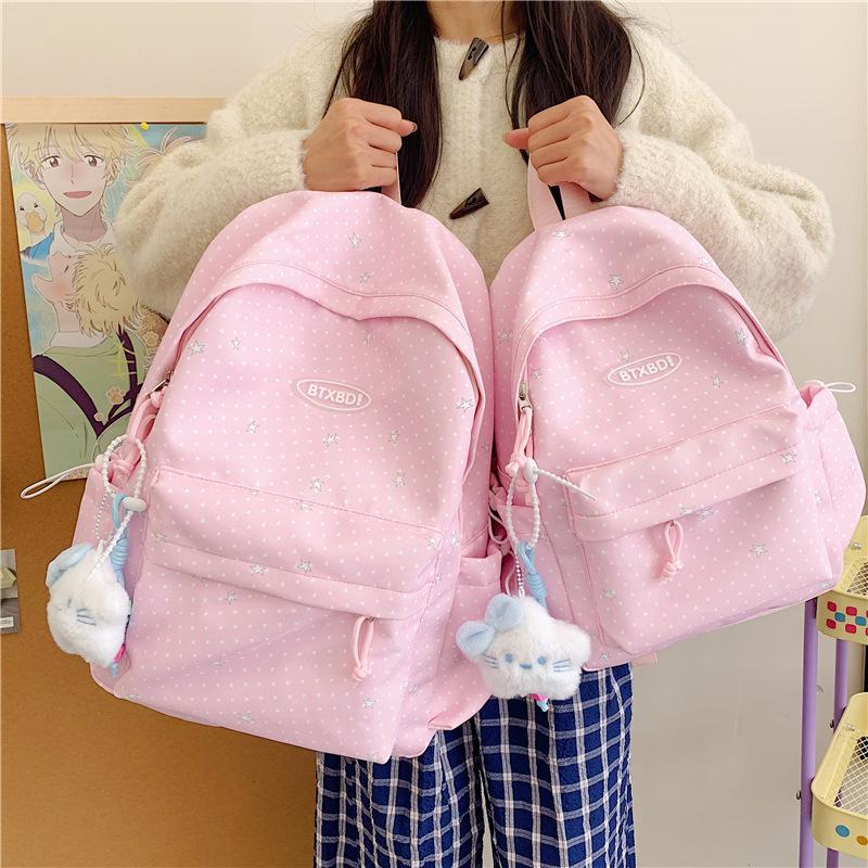 Zaino versione coreana ins Piccolo zaino fresco a pois Grande capacità semplice e versatile Zaino scolastico per studenti Zaino casual alla moda da donna