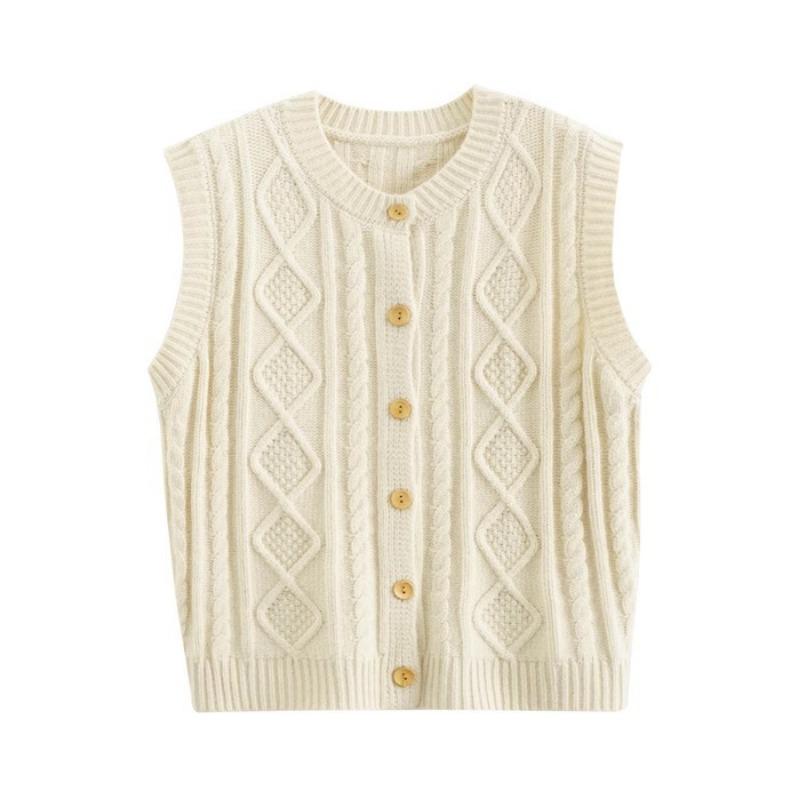 Autumn women's new top retro women's sweater cardigan gray knitted vest women's small