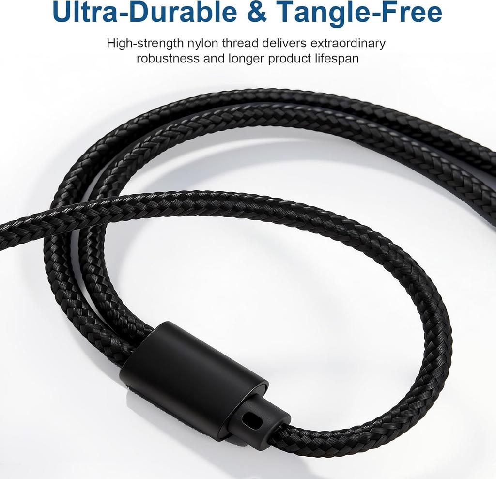 Headphone Splitter, Premium Gold Plated 3.5mm Aux Cable Y Audio Splitter, Nylon Braided Stereo Dual Headphone Jack Cord 1 in 2 Way Out Headset