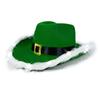 Modischer Weihnachtsmann-Party-Cowboyhut, leuchtend, Western-Stil, roter Filzhut, breitkrempiger Cowgirl-Hut, Jazzhut für Damen und Herren