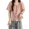 Plus Size Women's Square Neck Short Sleeve Summer Top 2025 - Loose, Slimming, Versatile Casual Fashion Design