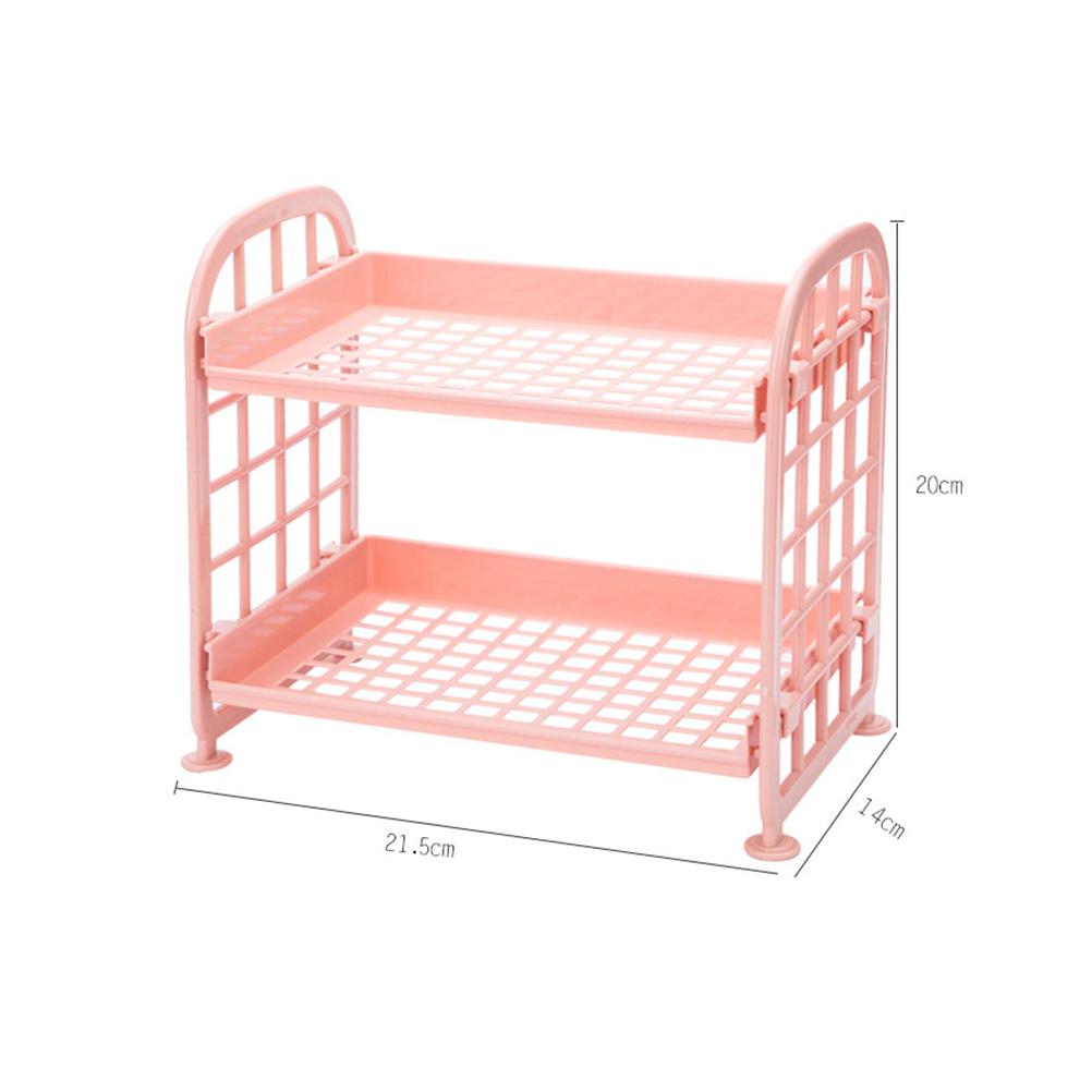 2 Lager Plast Förvaringsställ Badrum Kök Organizer Förtjockad Korrosionsbeständig Nordisk Blå Multifunktionell Hörnhylla