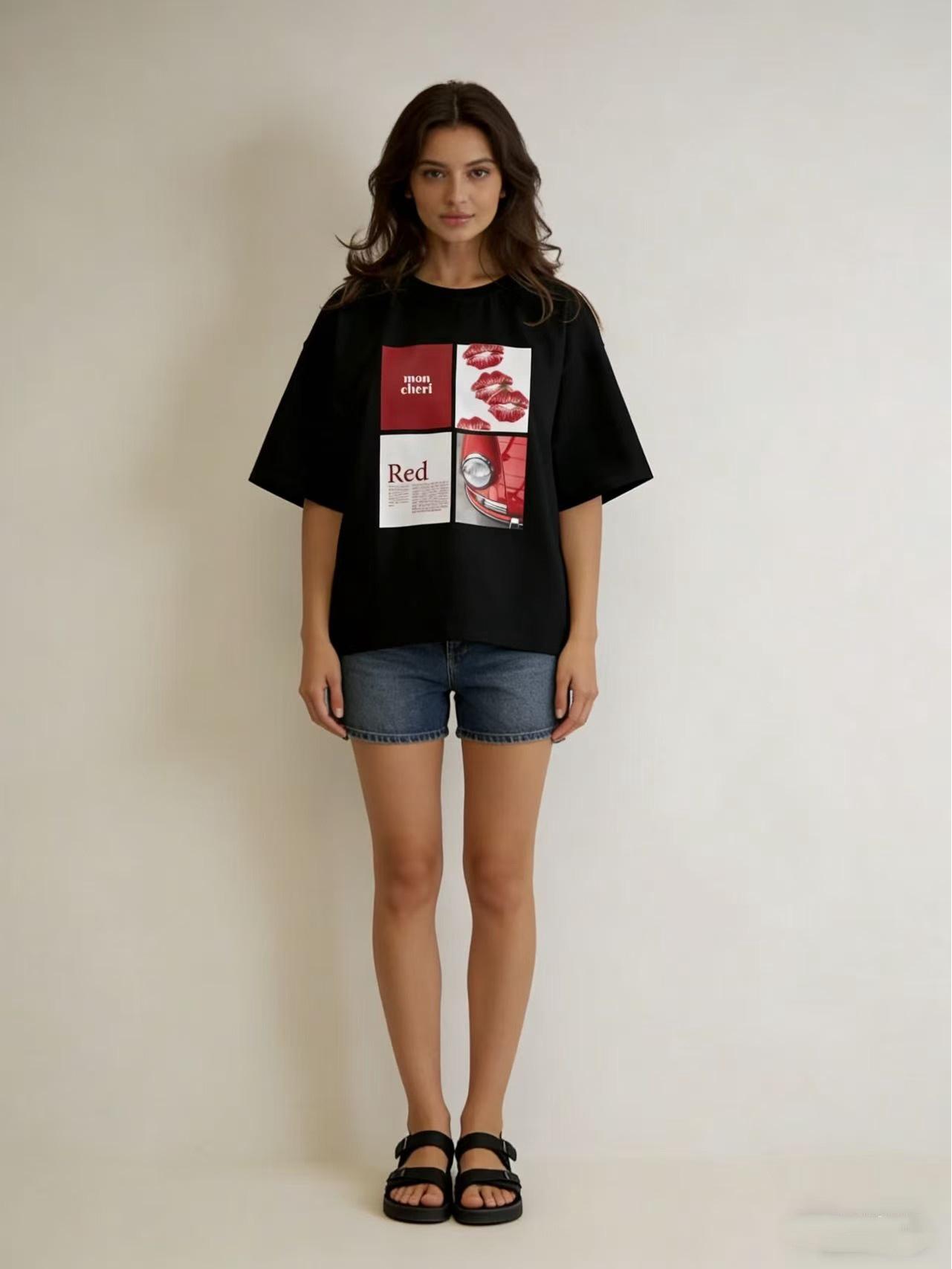 Women s Summer Casual Letter Print Half Sleeve T-shirt 3XL