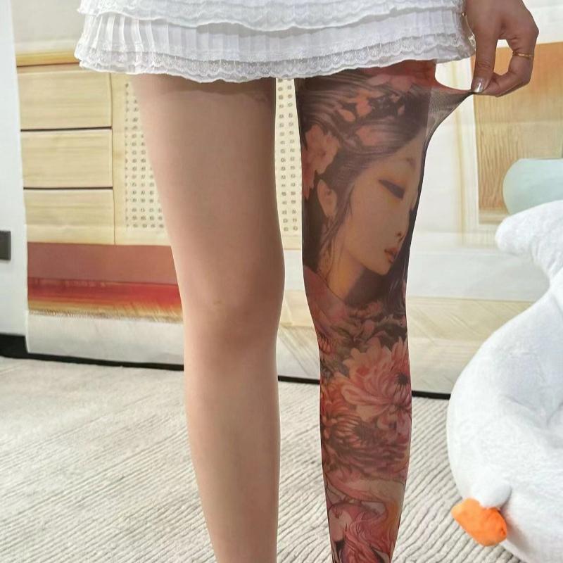 Flower leg leggings, women's thin design, anti hook silk, niche creative, bare leg artifact, sexy spicy girl pantyhose