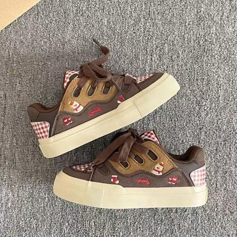 

Ретро повседневные кеды женские осенние новые на платформе спортивные маленькие белые туфли универсальные нишевые туфли-хлебушки 40 темно-коричневого