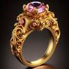 2026 Bestseller: Gold-Plated Pink Zircon & Carved Pink Diamond Ring - European & American Style
