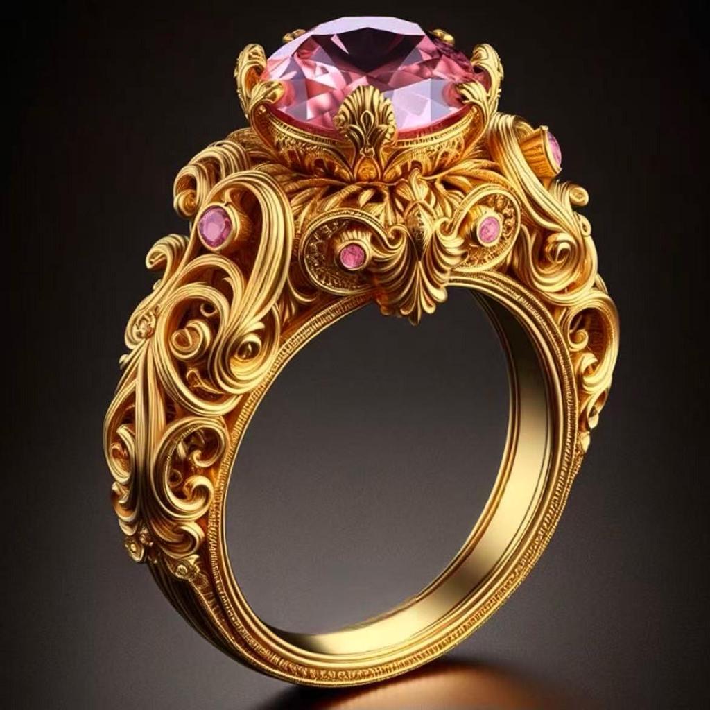 Bestseller 2026: Anello in Zircone Rosa Placcato Oro e Diamante Rosa Intagliato - Stile Europeo e Americano