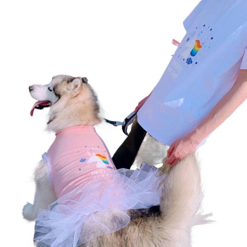 Dog Clothes Spring Summer Thin Pet Parent-Child Puffy Skirt Shirt Teddy Cat Bulldog Golden Retriever Alaskan Malamute Wholesale