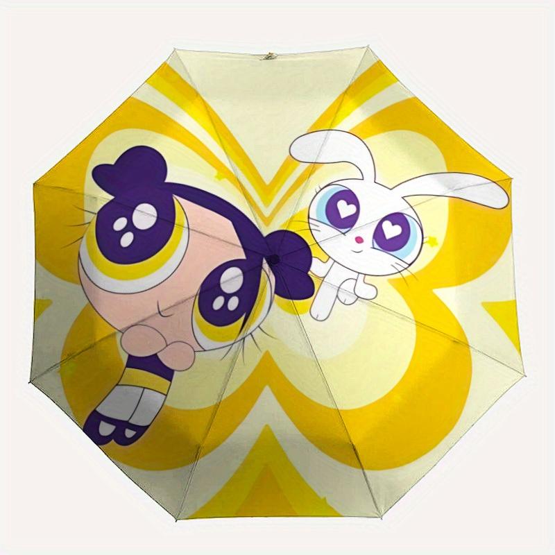 

1pc Powerpuff Girls Automatic Open/close Folding Portable Umbrella with 8-Rib Structure for Women/Men, All-Season Use a0901088