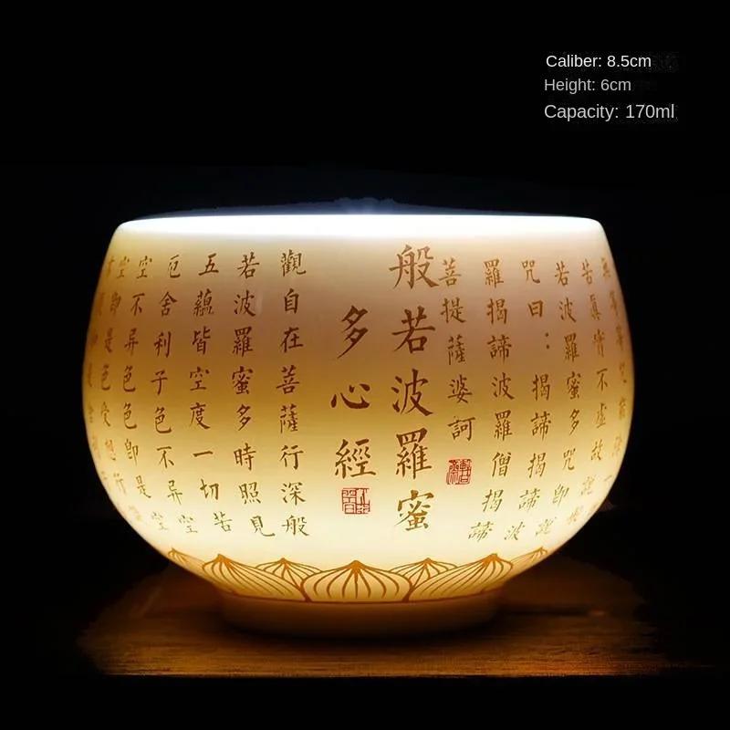

1 шт. Blanc De Chine Heart Sutra Baifu Master Cup White Jade фарфоровый чайный сервиз Kung Fu, большая персональная специальная чайная чашка 170ML