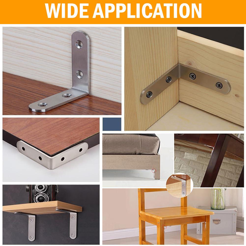 L Shaped Right Angle Bracket with Screw Furniture Joint Bracket Cabinet Support Frame for Particle Boards Tables Beds Chairs