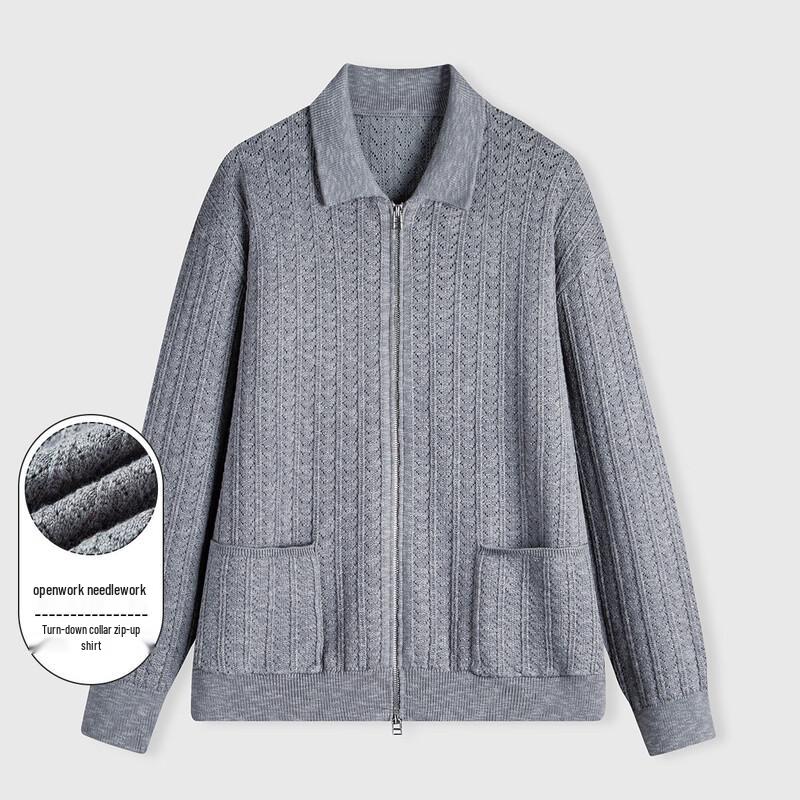 

LUOZI Men s Knit Loose Fit Lapel Zipper Cardigan XL (180)