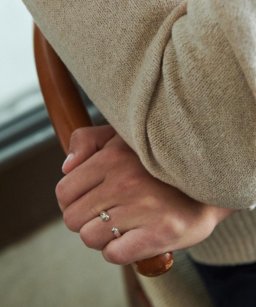 Verte [Mens][925 Silver] Cinq.Silver.176 / Epais Ouvert Ring