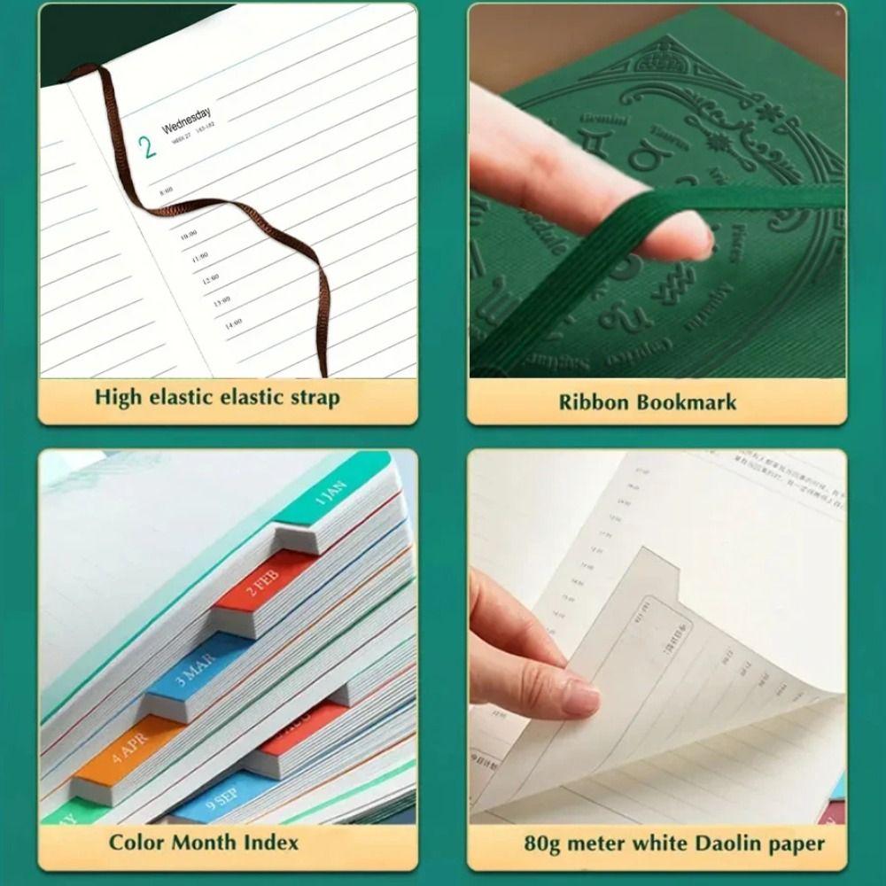 English A5 Agenda Planning Notebook Textured PU To-do List Notebook Office Work Planner  School