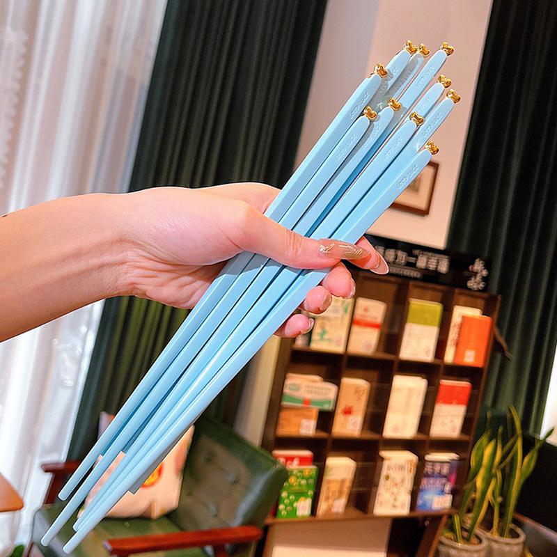 5 Pairs Colored Reusable Chopsticks, Fiberglass Chopsticks Set, Non-Slip, 25.5cm