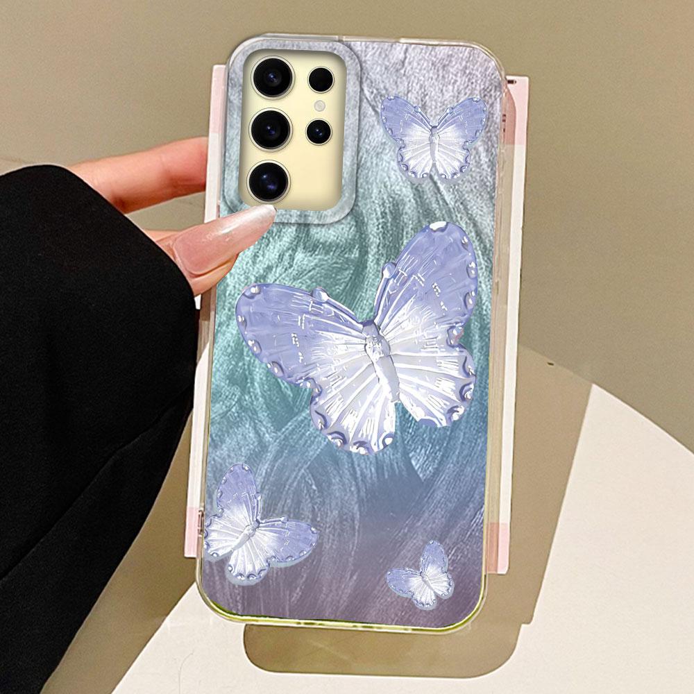 Cartoon Multicolor Butterfly Phone Case for Samsung Galaxy S25 S24 S23 S22 S21 Plus FE Ultra S24+ S25+ Shell Silicone Back Cover
