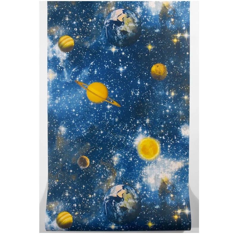 

Papel De Parede 3D Blue Sky Stars Planet Wallpaper Children S Room Bedroom Wallpapers Ceiling 0.53x9.5m