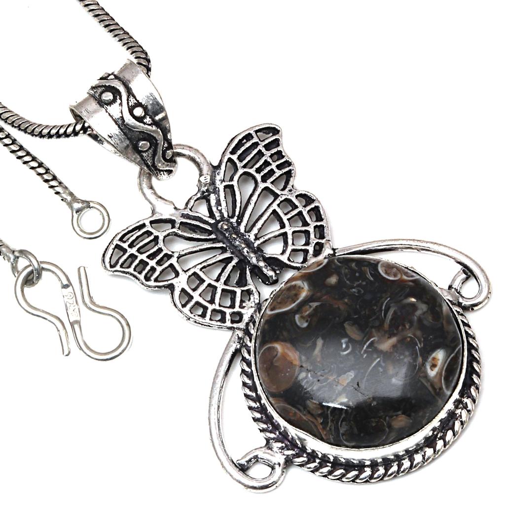 Pendant Turtella Jasper Gemstone Handmade Gift For Her Silver Jewelry 2"