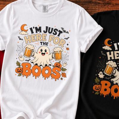 Funny Halloween Ghost Beer Shirt, Spooky Season Pumpkin Bat Graphic Tee, Cute Boo Drinking Party Top, Fall Autumn Leaves Trick Treat Tshirt