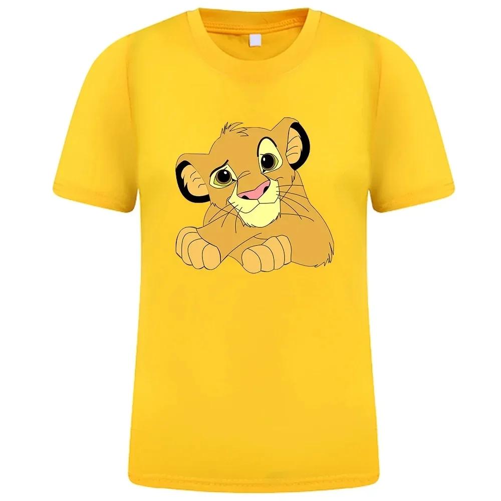 The Lion King Simba Funny Tee Shirt Mens Casual Loose Harajuku T Shirts Cotton Cartoon Print T-Shirt Disney Anime Men Tops