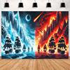 Ice and Fire Fusion Theme Backdrop Shocking Water Fire Elements Party Decoration Background Photography Studio Supplies Banner