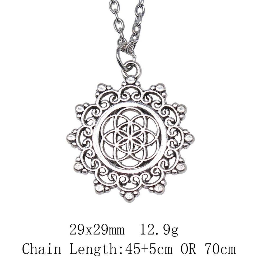 Back To School Christmas Necklace Flower Of Life 45cm Or 70cm Long Chain Necklace Home Garden Necklaces With Pendant