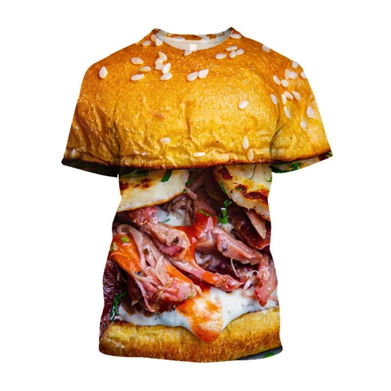 Fashion Fun Food graphic t shirts Summer New Barbecue Burger Pattern Tees Personality