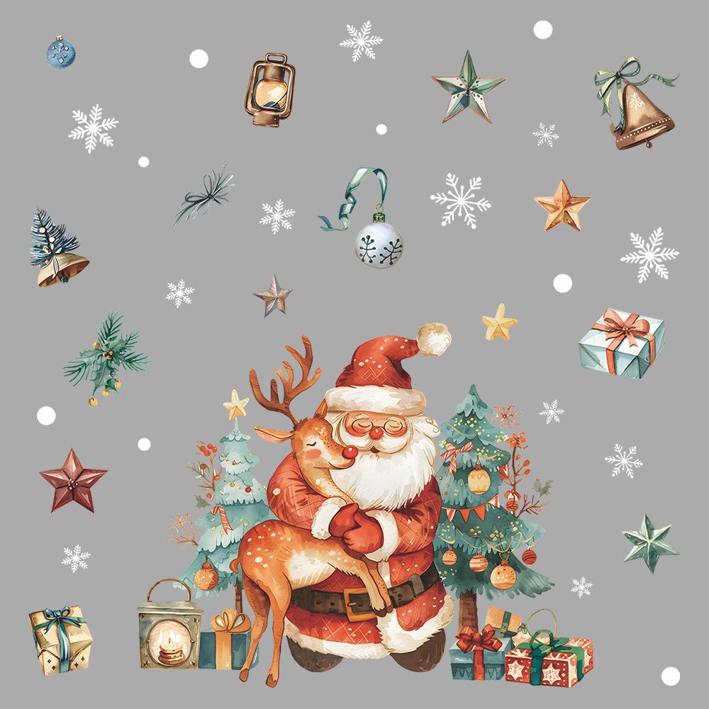 Christmas Holiday Decorations Santa Claus Elk Vitrine Home Beautification Decorative Window Stickers
