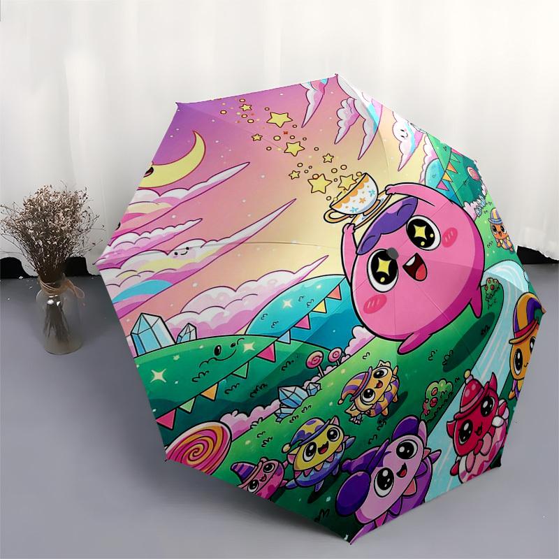 1pc Outdoor Umbrella with Cute Characters - Automatic Opening/Closing, Portable 3-Fold Design, 8-Bone Iron Frame - Perfect for Fans, Travelers, D